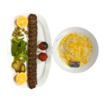 چلو کباب کوبیده تند سبزیجات